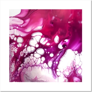 Pink/Maroon Acrylic Pour Painting Posters and Art
